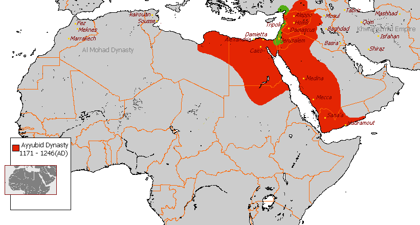 Map of the land controlled by Saladin